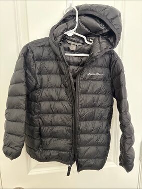 Eddie Bauer Kids Black Quilted Hooded Puffer Jacket